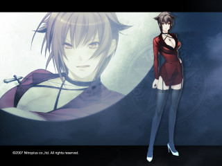 Woman red dress clock demon - horn free wallpaper