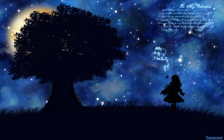 Little girl tree night stars - a little girl free wallpaper
