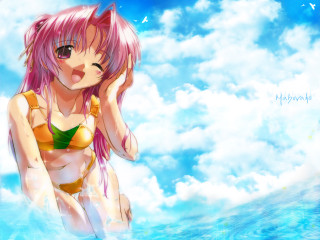 Girl bikini ocean clouds summer - a girl in a bikini free wallpaper