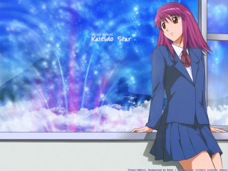 Girl blue dress fireworks starry - firework free wallpaper