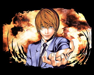 Man suit tie pointing fire - his hand in free wallpaper