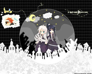 Anime girls cityscape moon gothic - a cityscape free wallpaper
