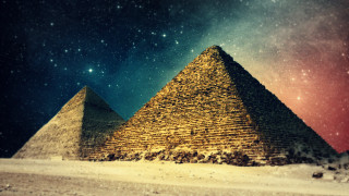 Pyramid desert stars red blue - beeple free wallpaper