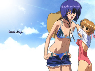 Summer beach anime girls blue - summer free wallpaper for desktop