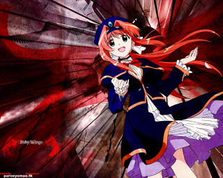 Anime redhair purpleoutfit tunnel outstretched - long red hair free wallpaper