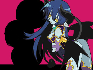 Demon girl blue hair black - a cat ear free wallpaper