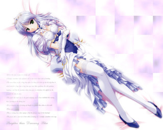 Anime girl white hair blue 4 - long white hair free wallpaper for desktop