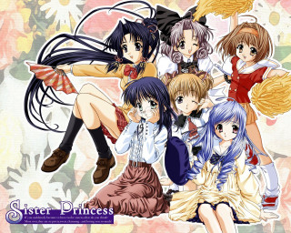 Sister princess girls flower background - background free wallpaper