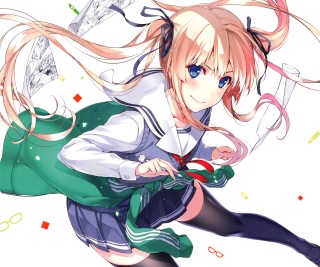 Girl green dress scissors bag - a red ribbon free wallpaper