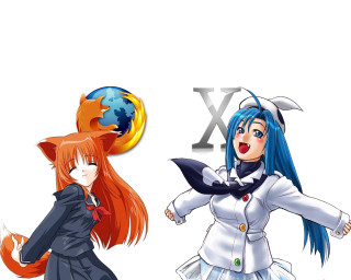 Anime foxgirls blue hair wolf - their chest free wallpaper