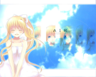 Blonde girl white dress blue - clear free wallpaper