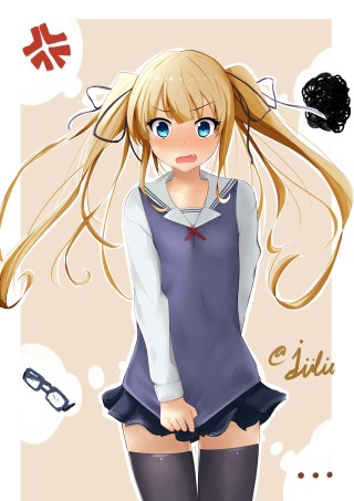 Angry girl long hair blue - a blue dress free wallpaper