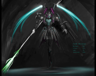 Girl glowing sword cave scifi - a character free wallpaper