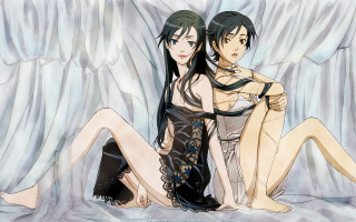 Gothic arts two women bed - hair free wallpaper