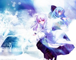 Snowy anime arcueid and alice - the background free wallpaper