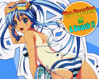 Cartoon girl blue hair beach - eiichiro oda free wallpaper