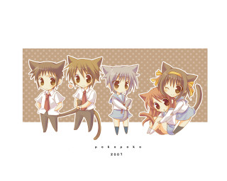 Anime characters polka dot school - an album cover free wallpaper for desktop
