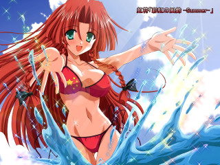 Woman bikini water outstretched hands - visual free wallpaper