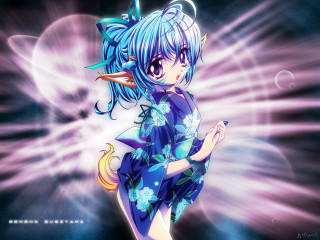 Anime girl blue hair flower 2 - blue hair free wallpaper for desktop