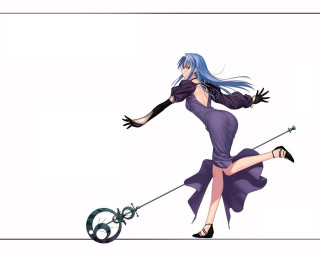 Purple dress blue hair black - art nouveau free wallpaper