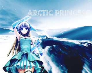 Girl snow blue umbrella dress - a blue sky behind her free wallpaper