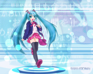 Long blue hair girl pink - anime visual free wallpaper