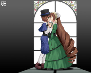 Couple women window hats dress - a couple of people free wallpaper for desktop