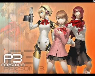Anime girls orange background assemblage - a background free wallpaper