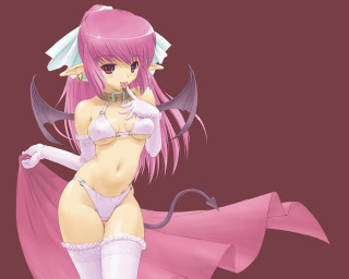 Demon girl pink wings bikini - a cartoon picture of a woman free wallpaper