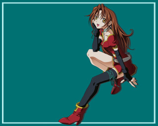 Woman red dress boots blue - vector art free wallpaper