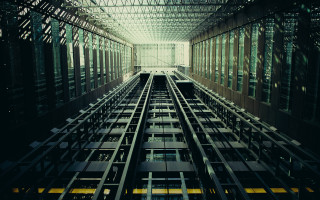 Tall building windows bars skylight - modular free wallpaper