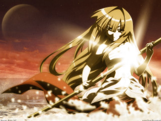 Woman sword rock water rayonism - a white dress holding free wallpaper