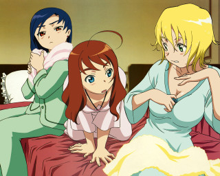 Anime girls bed pillow blush - a pillow free wallpaper