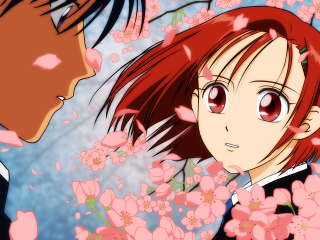 Man woman flower petals anime - a man and a woman free wallpaper