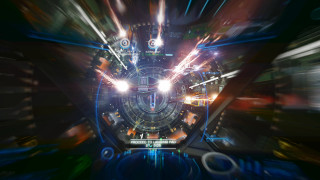 Futuristic tunnel lights clock reflection - f 8 aperture free wallpaper
