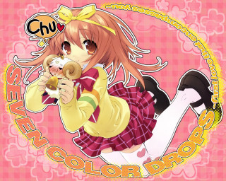 Girl teddybear pinkbackground yellowborder popsurrealism - a yellow border free wallpaper