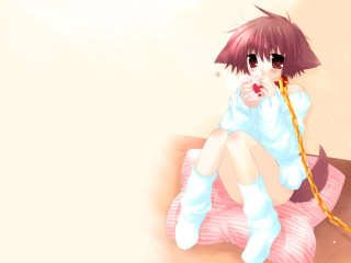 Girl sitting pink dress anime - her chest free wallpaper