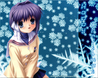 Anime girl purple hair snowflakes - purple hair free wallpaper for desktop