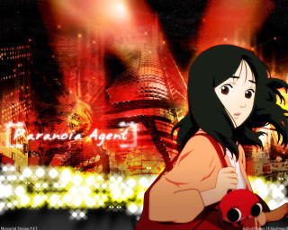 Red dress teddy bear cityscape - a cityscape free wallpaper