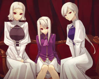 Anime girls couch red curtain 2 - a red curtain free wallpaper