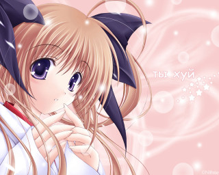 Anime girl longhair blackhat pinkbackground - bubble free wallpaper