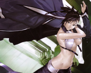 Woman bikini sword fantasy anime - a green leaf free wallpaper