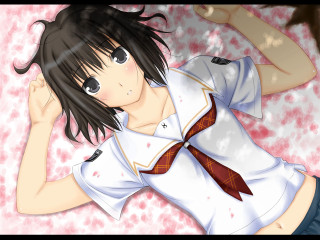 Girl flower bed anime pink - a tie free wallpaper