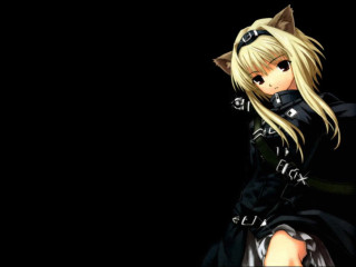 Anime girl blonde hair black 4 - the dark free wallpaper