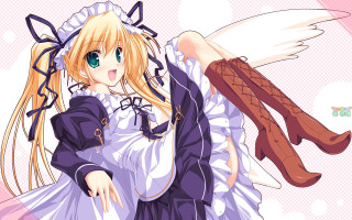 Girl dress boots wings anime - a bow free wallpaper
