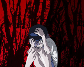 Person hat red background blood - visual free wallpaper