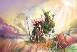 Girl hat bag fantasy illustration - a painting of a girl free wallpaper