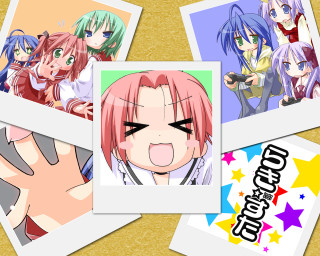 Anime twins polaroid starry schoolgirls - a hand free wallpaper
