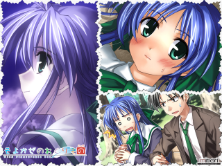 Anime group bluehair greeneyes eizan - blue hair free wallpaper