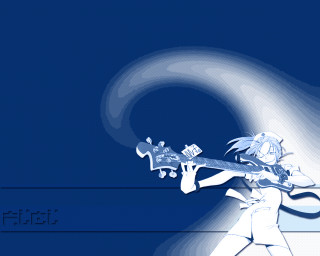 Girl playing guitar blue white - white background free wallpaper
